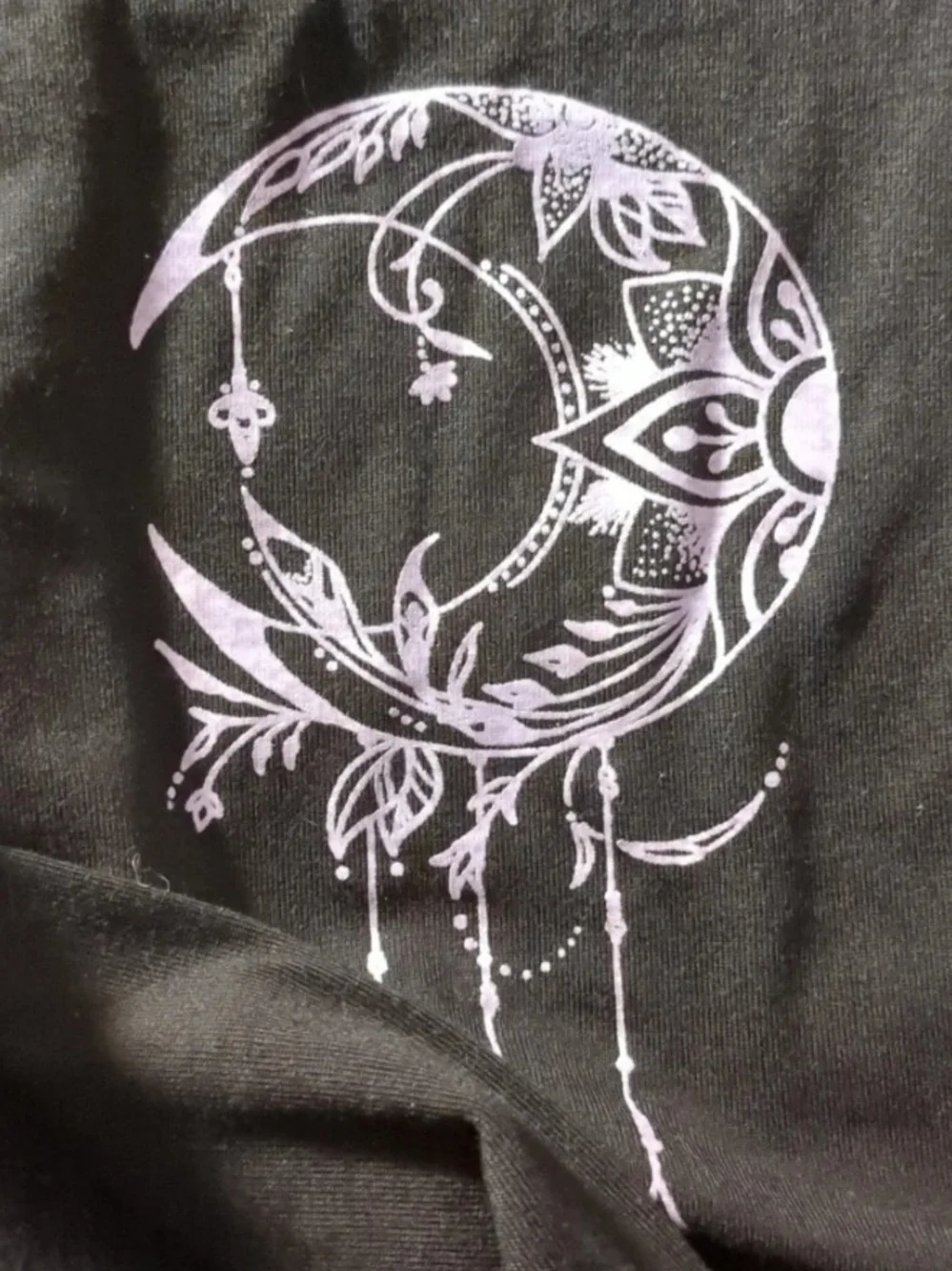 Black Leggings Sun/Moon/Lace Size Large - Picture 9 of 10